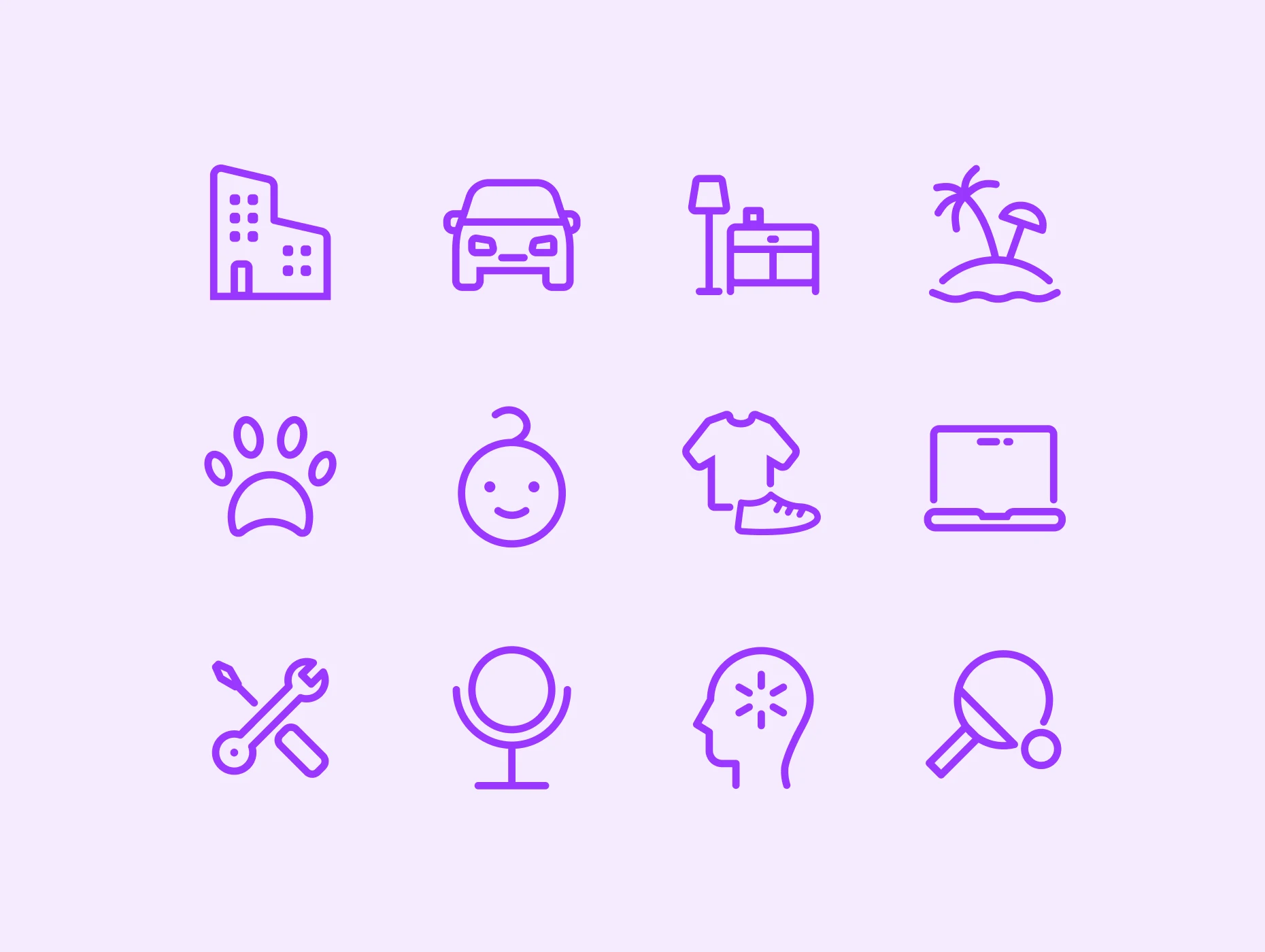 Разработанный набор иконок обладает уникальным стилем и способствует быстрому распознаванию различных категорий товаров.